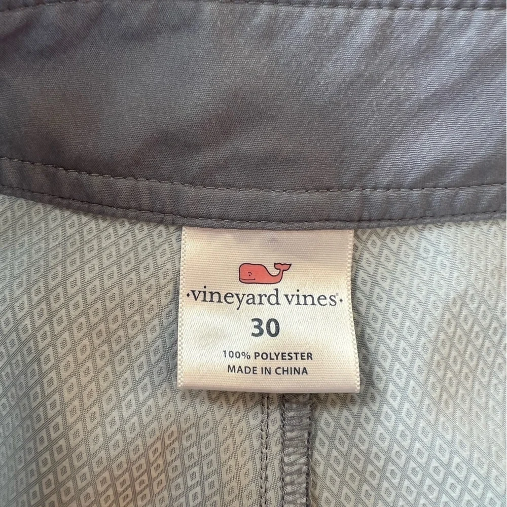 Vineyard Vines Men's Grey Striped Unlined Swim Board Shorts, size 30